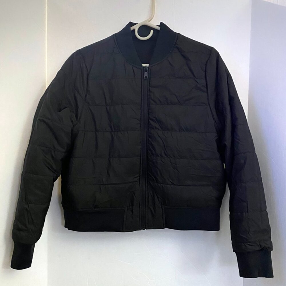 NWOT Mono B Reversible Cropped Quilted Classic Bomber Jacket Pockets Size Large